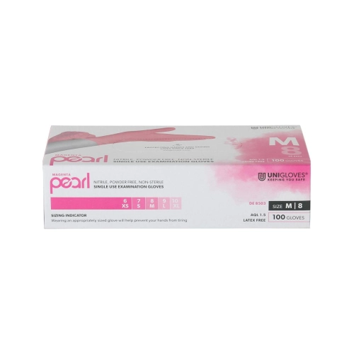 Unigloves Handschuhe Nitril puderfrei magenta Pearl groß 100 Stück