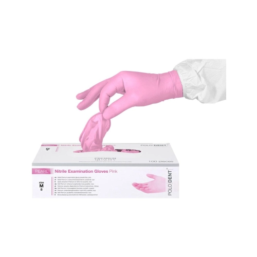 PoloDent Pearl Handschuhe nitrile puderfrei Rosa medium 100 Stück