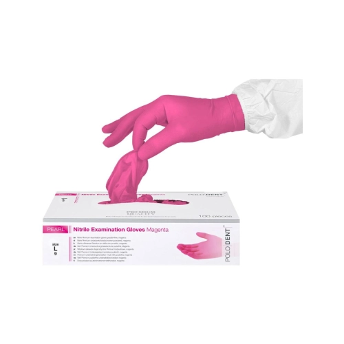 PoloDent Pearl Handschuhe nitrile puderfrei Magenta large 100 Stück