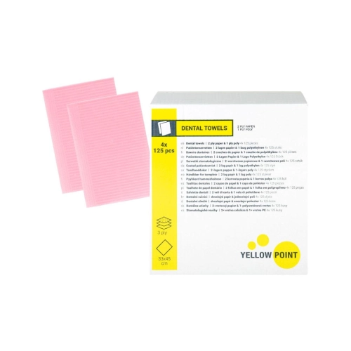 Yellow Point Dental Towels 3-lagig 33x45 cm rosa 4x 125 St