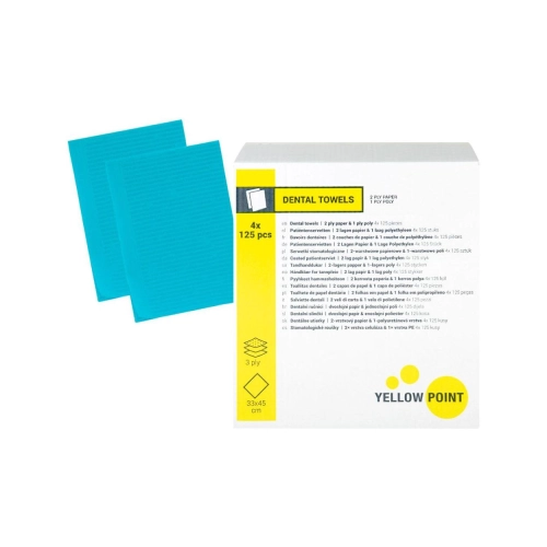 Yellow Point Dental Towels 3-lagig 33x45 cm aqua 4x 125 St