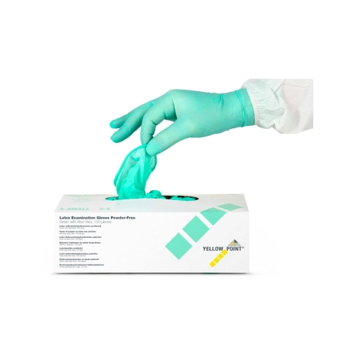 Yellow Point Handschuhe Latex puderfrei Aloe Vera grün x-klein 100 Stück
