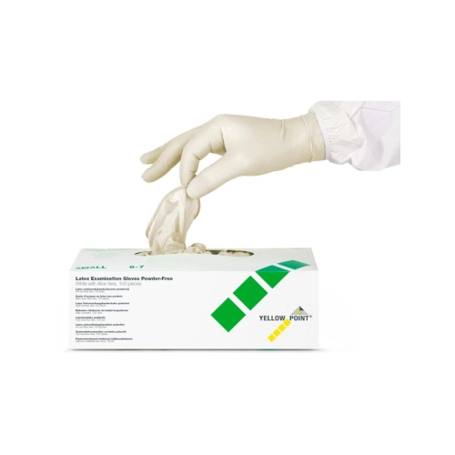 Yellow Point Handschuhe Latex puderfrei Aloe Vera weiß klein 100 Stück