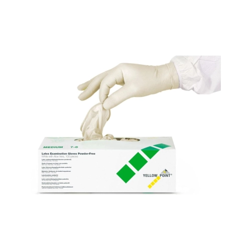 Yellow Point Handschuhe Latex puderfrei Aloe Vera weiß mittel 100 Stück