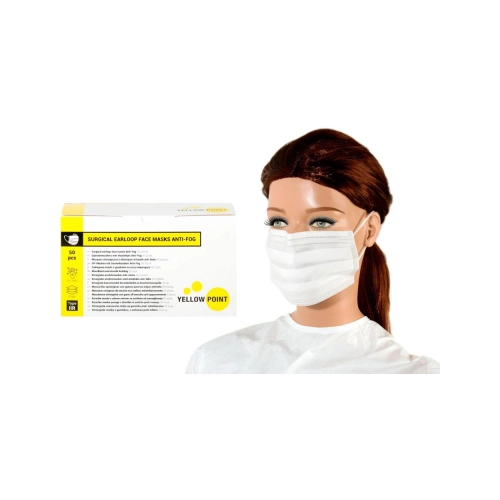 Yellow Point Mundschutz Typ IIR Anti-Fog mit Gummiband weiß 50 Stück
