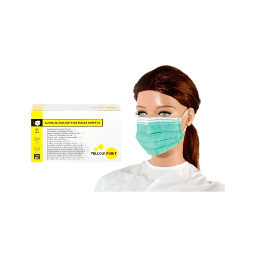 Yellow Point Mundschutz Typ IIR Anti-Fog mit Gummiband grün 50 Stück