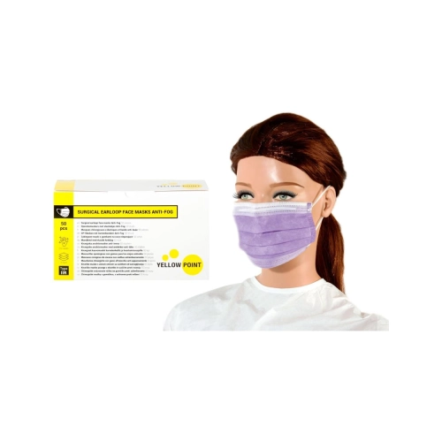 Yellow Point Mundschutz Typ IIR Anti-Fog mit Gummiband lavendel 50 Stück