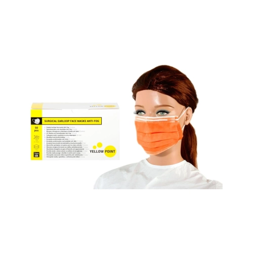 Yellow Point Mundschutz Typ IIR Anti-Fog mit Gummiband orange 50 Stück