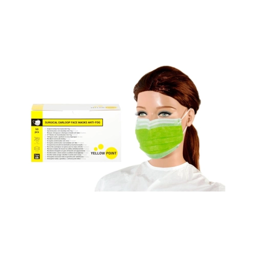 Yellow Point Mundschutz Typ IIR Anti-Fog mit Gummiband limette 50 Stück