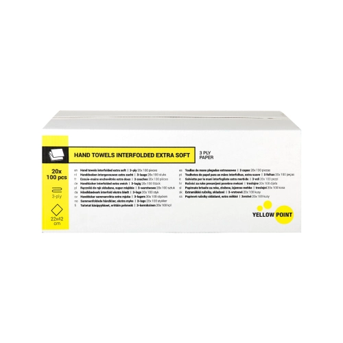 Yellow Point Handtücher 3-lagig 22x42 cm 20x 100 St - 2